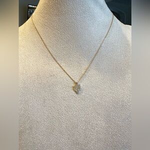 Cactus pendant dainty gold tone necklace